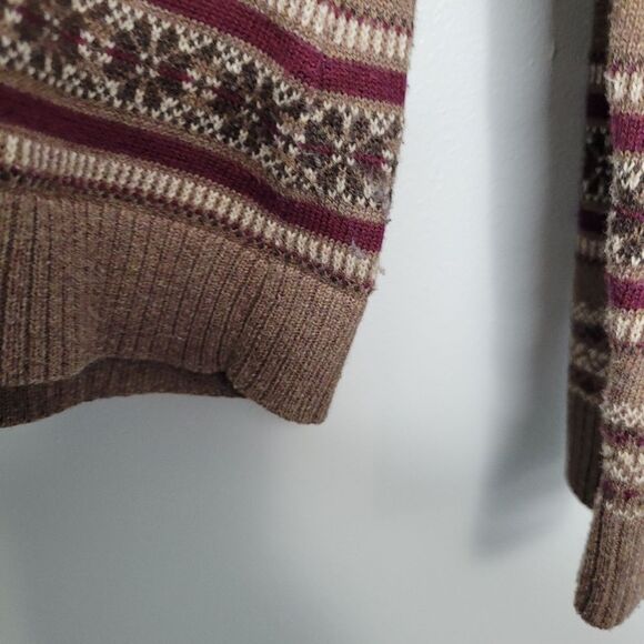 Croft and barrow brown earth tone striped woodsy cabincore goblincore sweater S - Picture 8 of 8